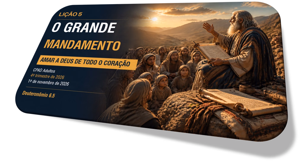 Slides da Lição 5 CPAD Adultos 2026 O Grande Mandamento com mapa mental e esboço bíblico de brinde
