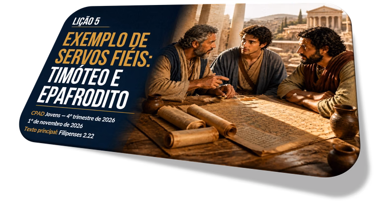 Slides da Lição 5 EBD Jovens: adquira o material sobre Timóteo e Epafrodito e ganhe mapa mental e esboço grátis